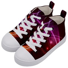  Colorful Arcs In Neon Light, Modern Graphic Art Kids  Mid-top Canvas Sneakers by picsaspassion