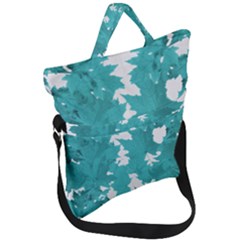 Blue Autumn Maple Leaves Collage, Graphic Design Fold Over Handle Tote Bag by picsaspassion