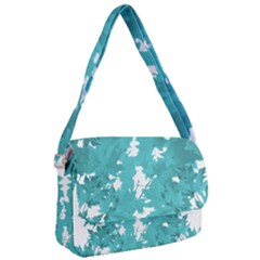 Blue Autumn Maple Leaves Collage, Graphic Design Courier Bag