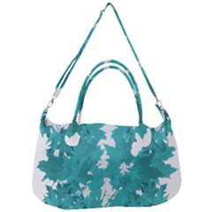 Blue Autumn Maple Leaves Collage, Graphic Design Removal Strap Handbag