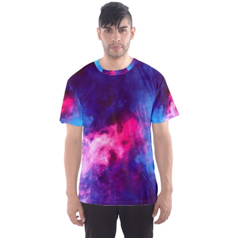 Colorful Pink And Blue Disco Smoke - Mist, Digital Art Men s Sport Mesh Tee by picsaspassion