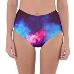 Colorful Pink And Blue Disco Smoke - Mist, Digital Art Reversible High-waist Bikini Bottoms by picsaspassion