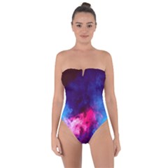 Colorful Pink And Blue Disco Smoke - Mist, Digital Art Tie Back One Piece Swimsuit by picsaspassion