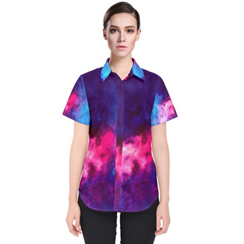 Colorful Pink And Blue Disco Smoke - Mist, Digital Art Women s Short Sleeve Shirt by picsaspassion
