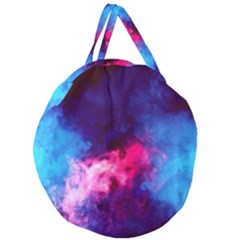 Colorful Pink And Blue Disco Smoke - Mist, Digital Art Giant Round Zipper Tote by picsaspassion