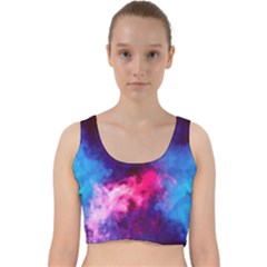 Colorful Pink And Blue Disco Smoke - Mist, Digital Art Velvet Racer Back Crop Top by picsaspassion