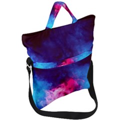 Colorful Pink And Blue Disco Smoke - Mist, Digital Art Fold Over Handle Tote Bag by picsaspassion