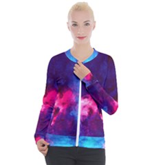 Colorful Pink And Blue Disco Smoke - Mist, Digital Art Casual Zip Up Jacket by picsaspassion