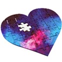 Colorful Pink and Blue Disco smoke - mist, digital art Wooden Puzzle Heart View3