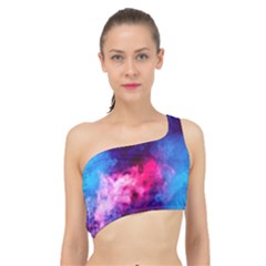 Colorful Pink And Blue Disco Smoke - Mist, Digital Art Spliced Up Bikini Top  by picsaspassion