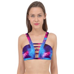 Colorful Pink And Blue Disco Smoke - Mist, Digital Art Cage Up Bikini Top by picsaspassion