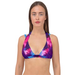 Colorful Pink And Blue Disco Smoke - Mist, Digital Art Double Strap Halter Bikini Top by picsaspassion