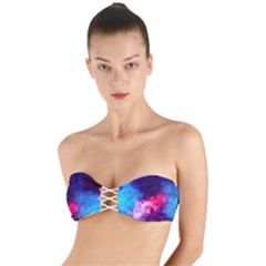Colorful Pink And Blue Disco Smoke - Mist, Digital Art Twist Bandeau Bikini Top by picsaspassion