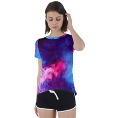 Colorful Pink And Blue Disco Smoke - Mist, Digital Art Short Sleeve Foldover Tee by picsaspassion