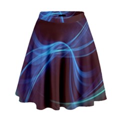 Light Waves In Blue And Green, Graphic Art High Waist Skirt by picsaspassion