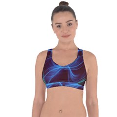 Light Waves In Blue And Green, Graphic Art Cross String Back Sports Bra by picsaspassion