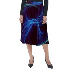 Light Waves In Blue And Green, Graphic Art Classic Velour Midi Skirt  by picsaspassion