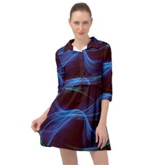 Light Waves In Blue And Green, Graphic Art Mini Skater Shirt Dress by picsaspassion