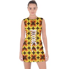 Zappwaits Retro Lace Up Front Bodycon Dress by zappwaits