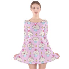 Kawaii Cupcake  Long Sleeve Velvet Skater Dress by lisamaisak