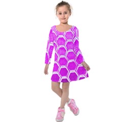 Hexagon Windows Kids  Long Sleeve Velvet Dress by essentialimage