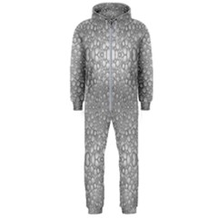 Modern Ornate Geometric Silver Pattern Hooded Jumpsuit (Men) 