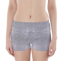 Modern Ornate Geometric Silver Pattern Boyleg Bikini Wrap Bottoms