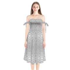 Modern Ornate Geometric Silver Pattern Shoulder Tie Bardot Midi Dress by dflcprintsclothing