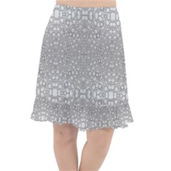 Modern Ornate Geometric Silver Pattern Fishtail Chiffon Skirt by dflcprintsclothing