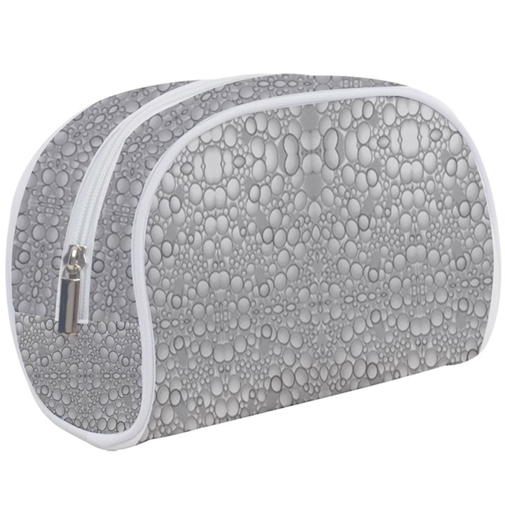 Modern Ornate Geometric Silver Pattern Make Up Case (Large)