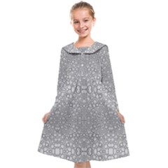 Modern Ornate Geometric Silver Pattern Kids  Midi Sailor Dress by dflcprintsclothing