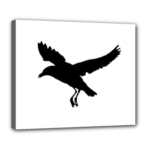 Seagull Flying Silhouette Drawing 2 Deluxe Canvas 24  X 20  (stretched)