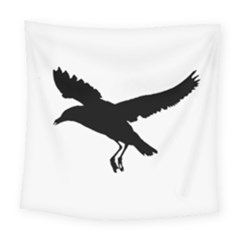 Seagull Flying Silhouette Drawing 2 Square Tapestry (large)