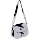 Seagull Flying Silhouette Drawing 2 Saddle Handbag View1