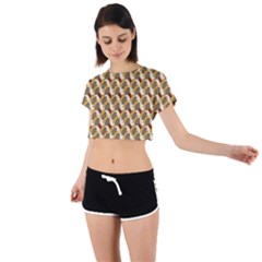 Abstract Illusion Tie Back Short Sleeve Crop Tee by Sparkle