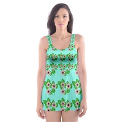 Flowers Pattern Skater Dress Swimsuit by Sparkle