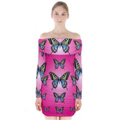 Butterfly Long Sleeve Off Shoulder Dress