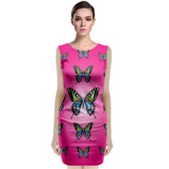 Butterfly Sleeveless Velvet Midi Dress