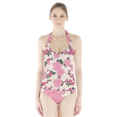 Floral Vintage Flowers Halter Swimsuit by Dutashop