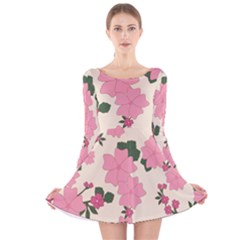 Floral Vintage Flowers Long Sleeve Velvet Skater Dress