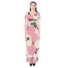 Floral Vintage Flowers Short Sleeve Maxi Dress