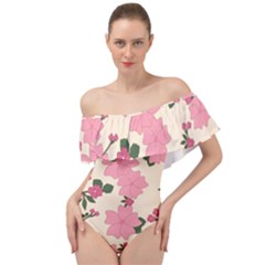 Floral Vintage Flowers Off Shoulder Velour Bodysuit 