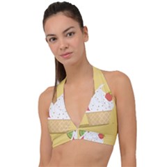 Ice Cream Dessert Summer Halter Plunge Bikini Top