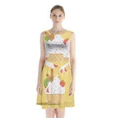 Ice Cream Dessert Summer Sleeveless Waist Tie Chiffon Dress