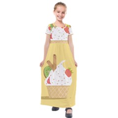 Ice Cream Dessert Summer Kids  Short Sleeve Maxi Dress by Dutashop