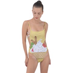 Ice Cream Dessert Summer Tie Strap One Piece Swimsuit by Dutashop