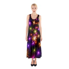 Star Colorful Christmas Abstract Sleeveless Maxi Dress