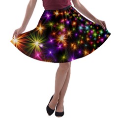 Star Colorful Christmas Abstract A-line Skater Skirt