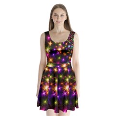 Star Colorful Christmas Abstract Split Back Mini Dress 