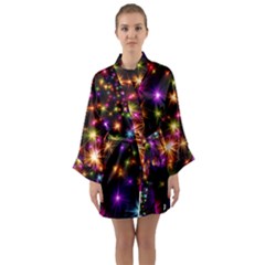 Star Colorful Christmas Abstract Long Sleeve Satin Kimono